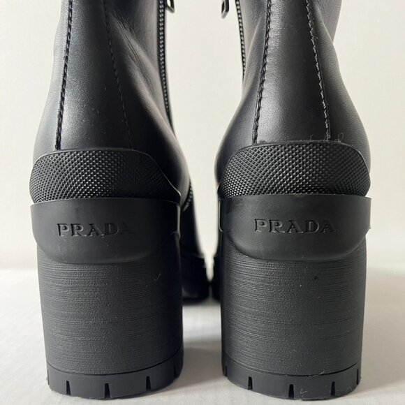 Prada Leather Lug Sole Chelsea Boots Size 9.5 - Picture 10 of 17